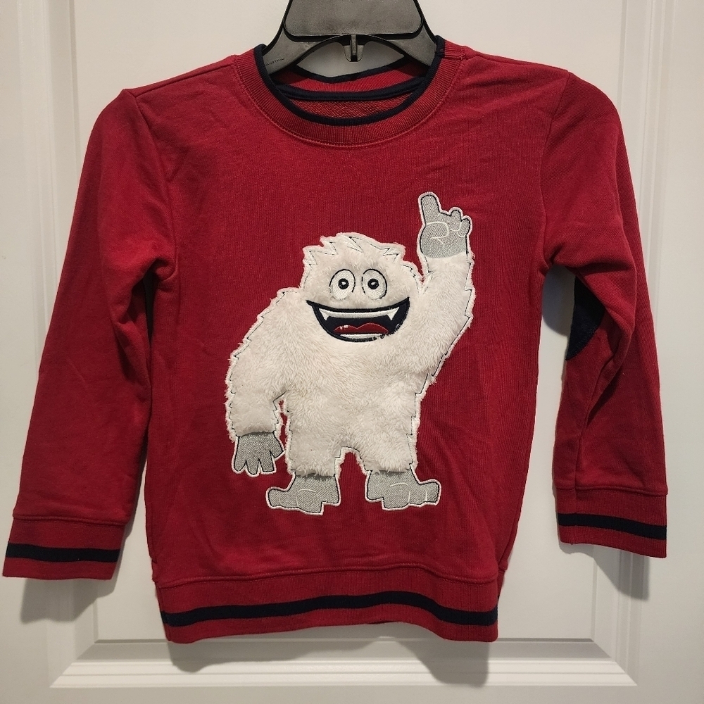 365 Kids Garanimals Red Fluffy Abominable Snowman Sweatshirt Boy's Size 6 EUC
